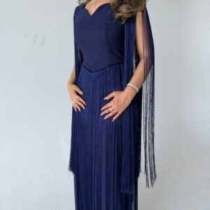 navy fringe dress